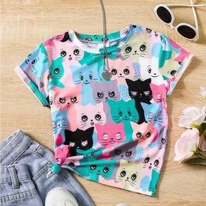 Toddler Graphic T-Shirt with Cute Cartoon Cats